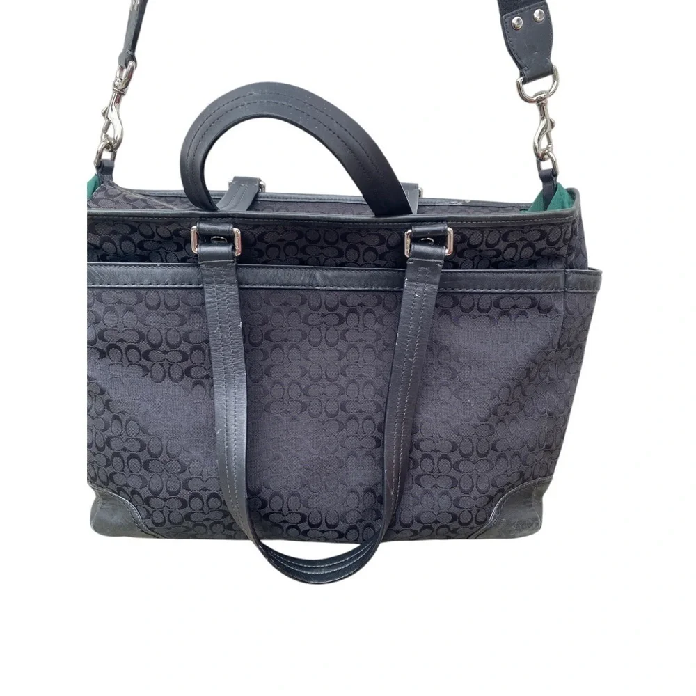 Coach Black Baby Bag with Textured Material and Sturdy Handles signature